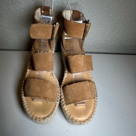 Soludos Womens 6 Palma Platform Wedge Sandals Brown Espadrille Buckle Leather - Picture 3 of 9